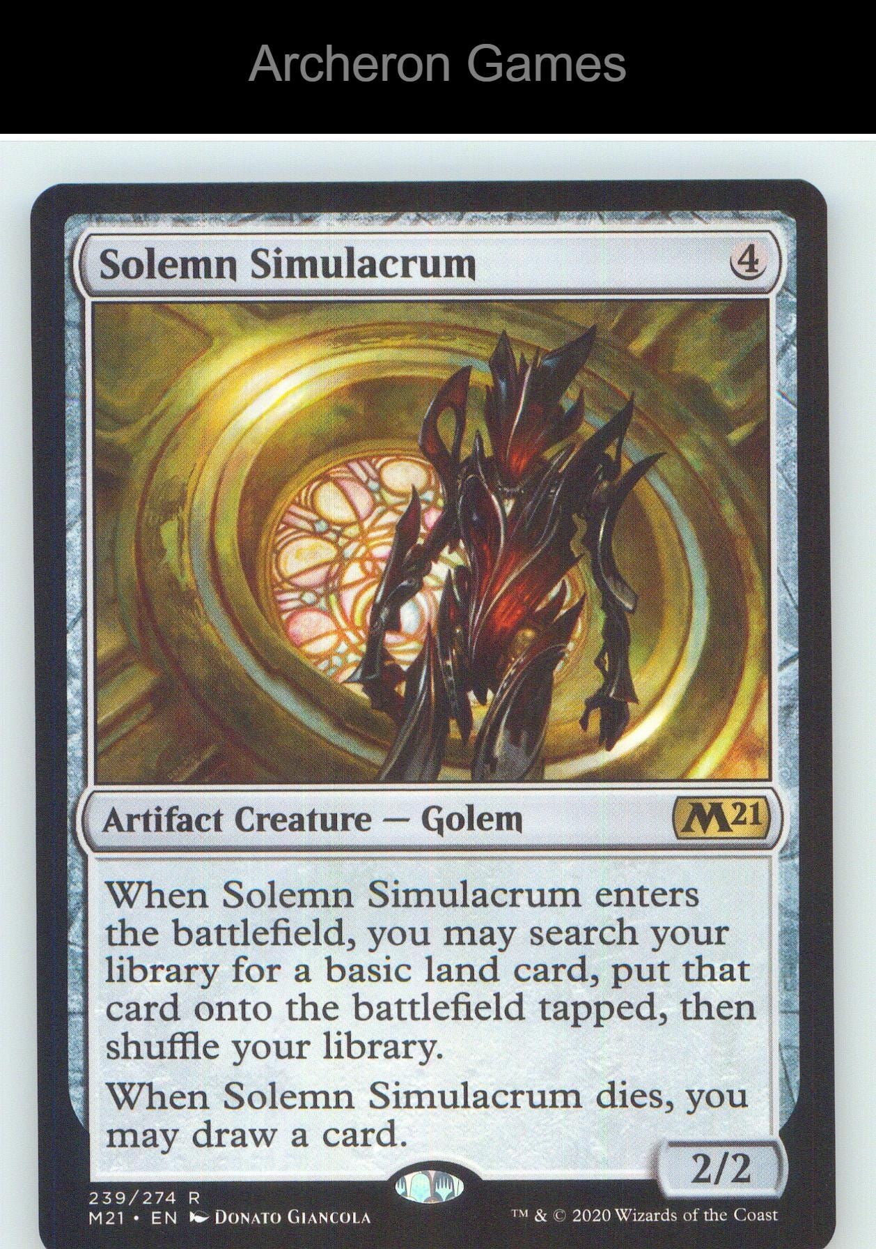 Solemn Simulacrum M21 239 R MTG Card NM/EX+