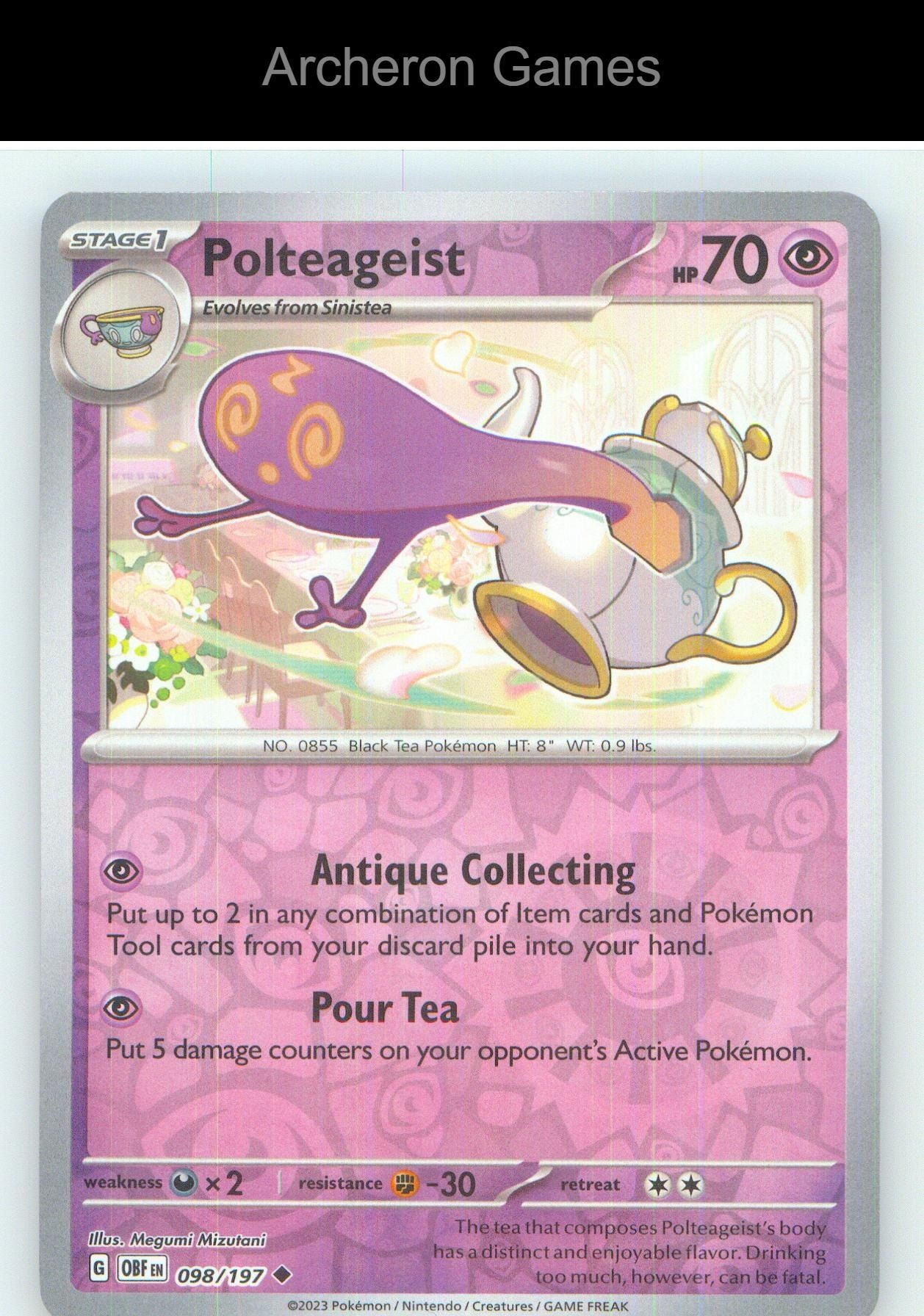 Pokemon Card Polteageist OBF 098/197 UC Obsidian Flames Reverse Holo