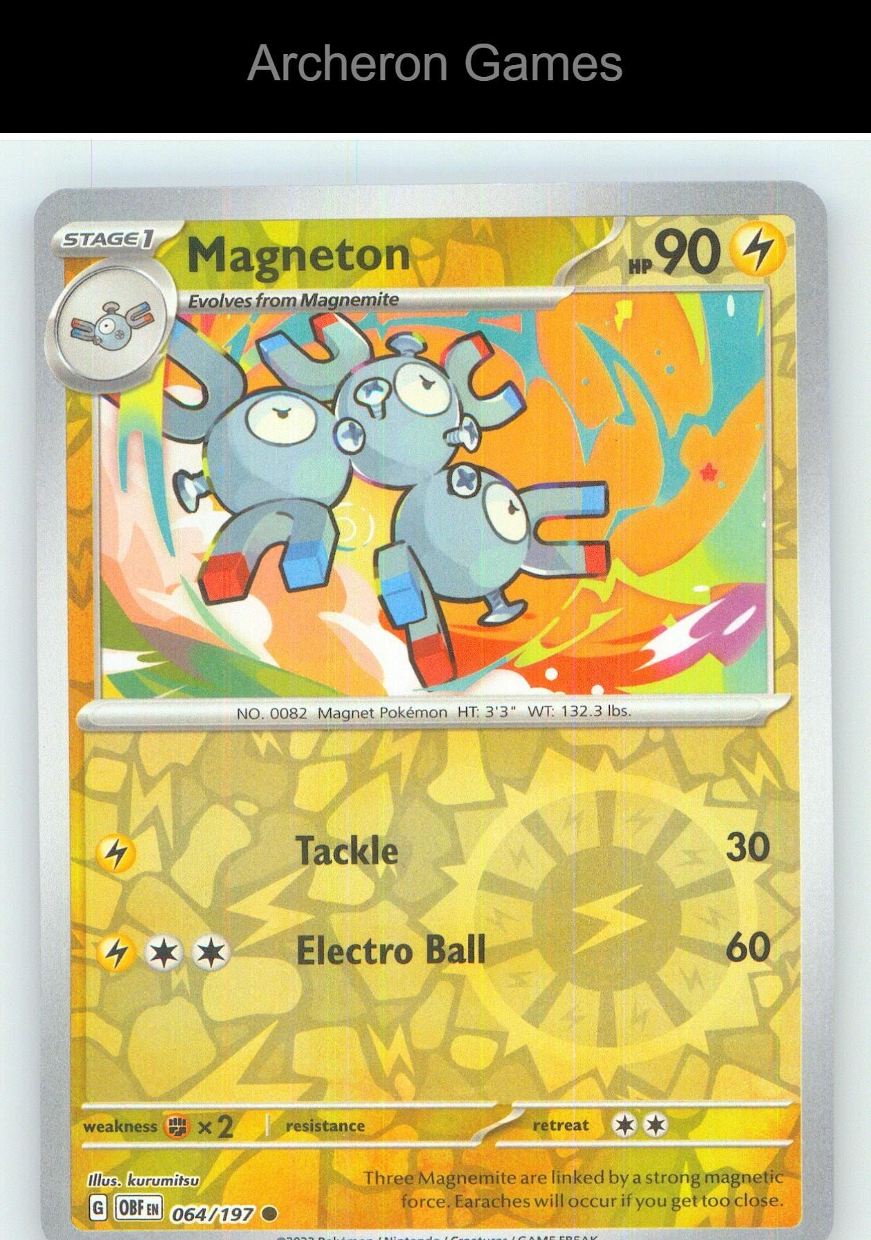 Pokemon Card Magneton OBF 064/197 C Obsidian Flames Reverse Holo