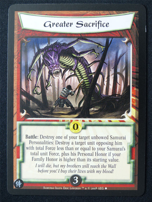 Greater Sacrifice - Sam - Legend of the Five Rings L5R Card #ZM
