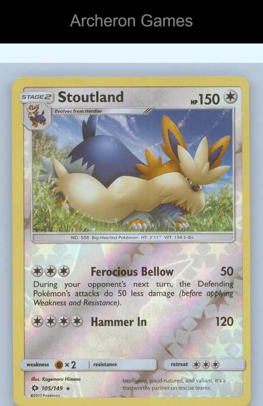 Pokemon Card Stoutland SM01 105/149 R SM Base Set Reverse Holo