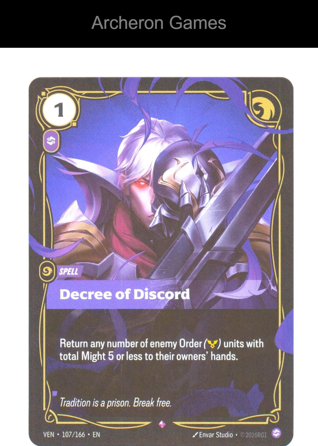 Decree of Discord VEN 107/166 R Vendetta Riftbound Card Foil