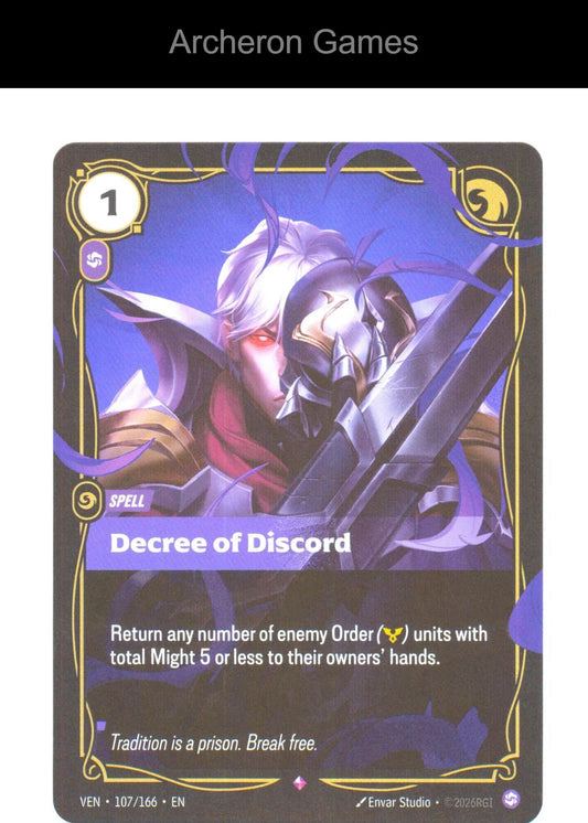 Decree of Discord VEN 107/166 R Vendetta Riftbound Card Foil
