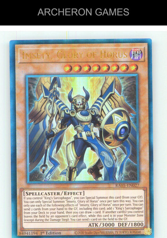 Imsety, Glory of Horus (Collector's Rare) YUGIOH Card 1st Edition
