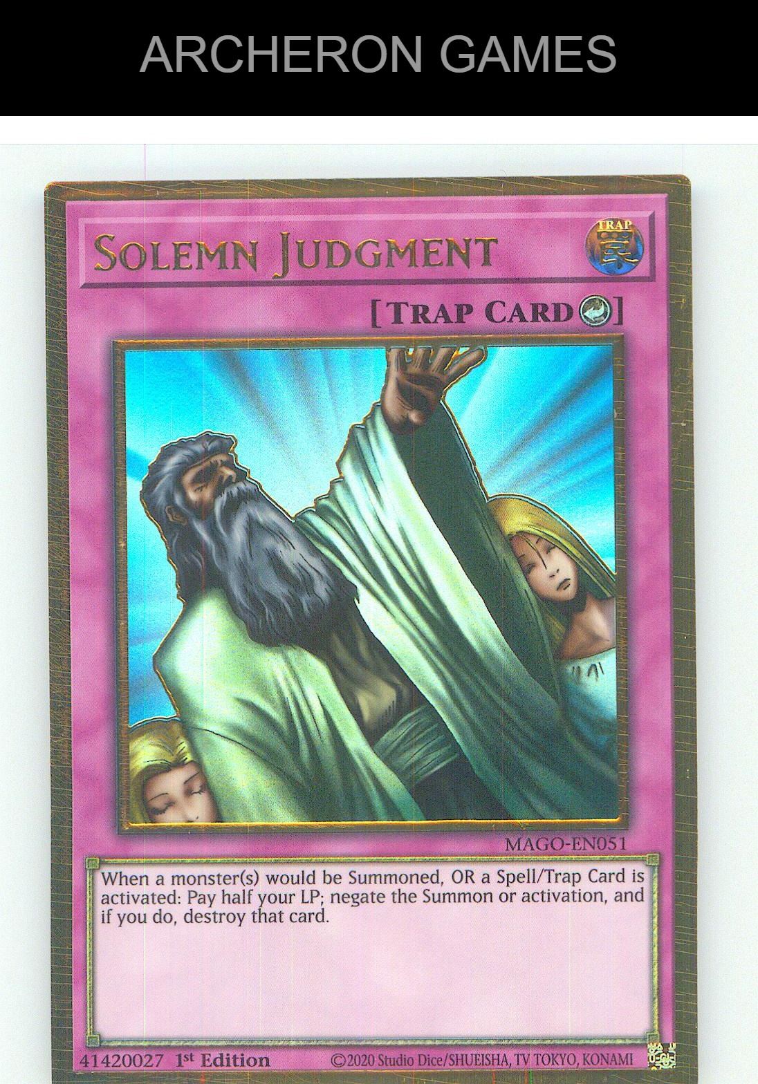Solemn Judgment Premium Gold Rare YUGIOH Card 1st Edition