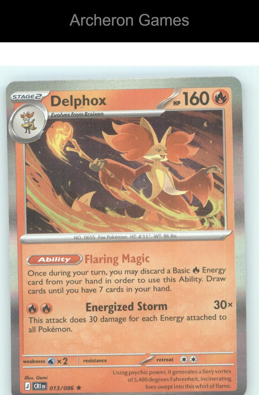 Pokemon Card Delphox ME04 013/086 R Chaos Rising Holo