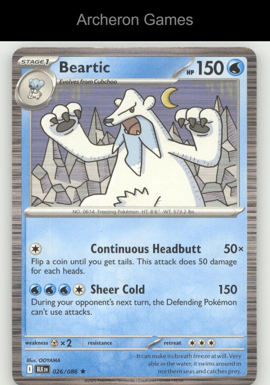 Pokemon Card Beartic BLK 026/086 HOLO R Black Bolt
