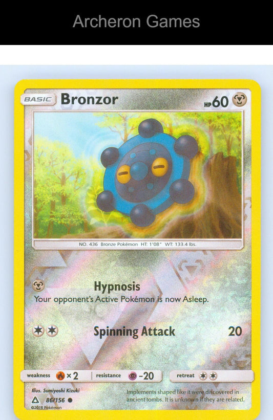 Pokemon Card Bronzor UPR 86/156 C Ultra Prism Reverse Holo