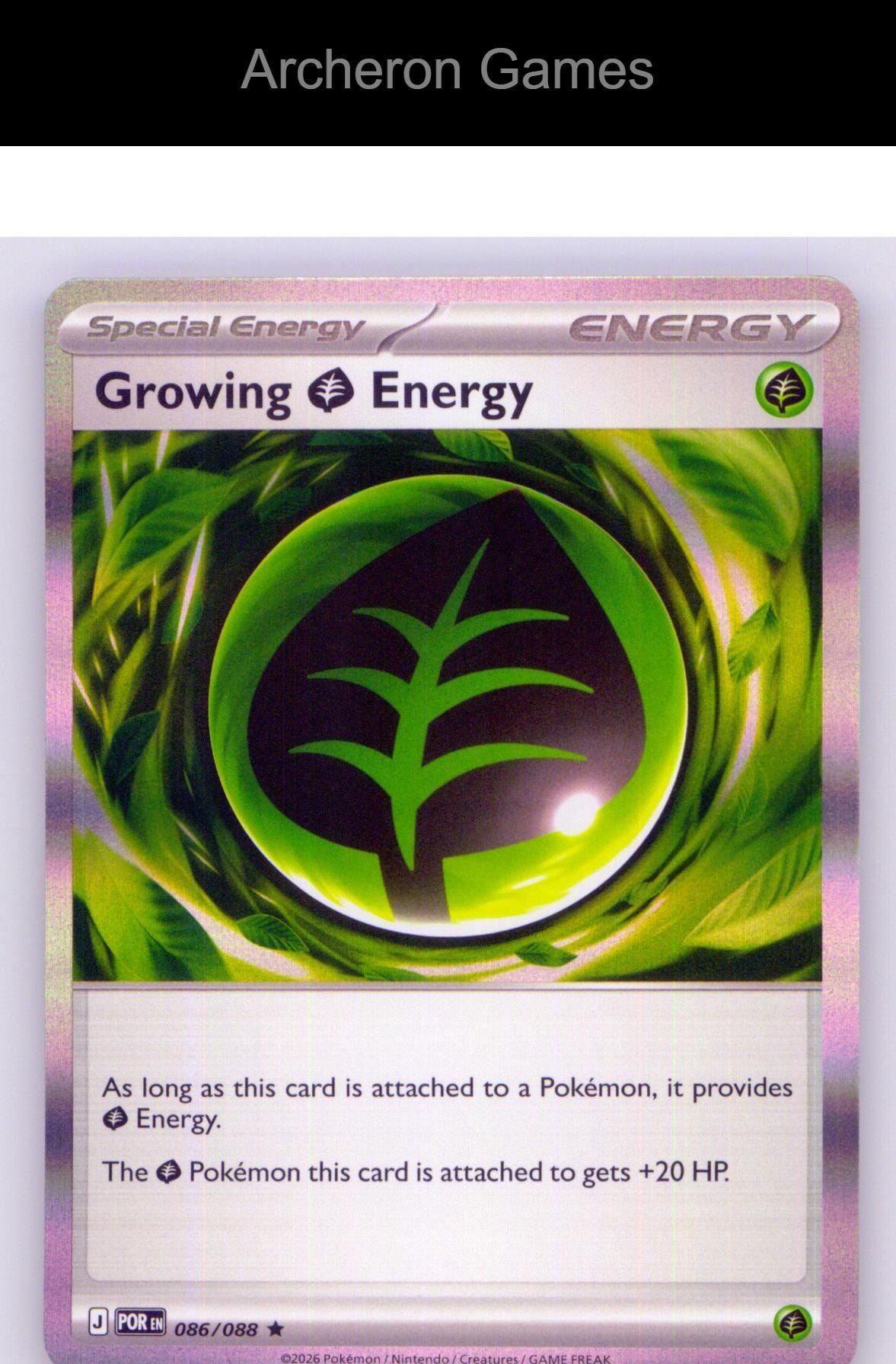 Pokemon Card Growing Grass Energy ME03 086/088 R Perfect Order Holo