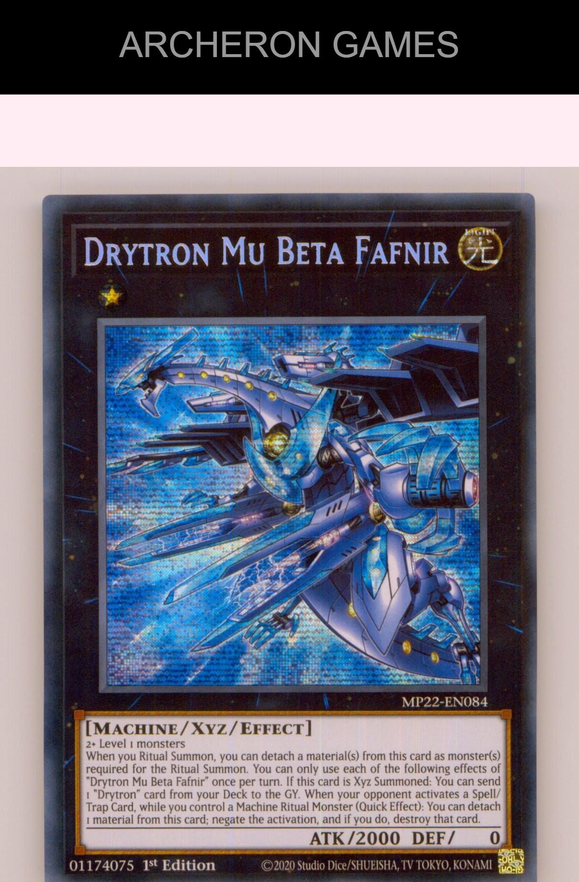 Drytron Mu Beta Fafnir Prismatic Secret Rare YUGIOH Card 1st Edition