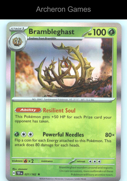 Pokemon Card Brambleghast TEF 021/162 R Temporal Forces Holo
