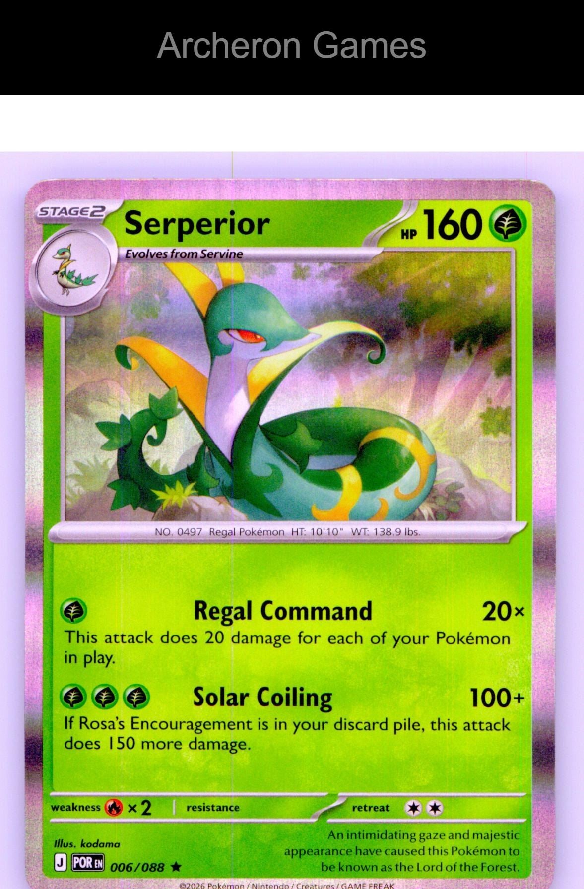 Pokemon Card Serperior ME03 006/088 R Perfect Order Holo