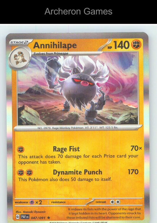 Pokemon Card Annihilape PAF 047/091 R Paldean Fates Holo