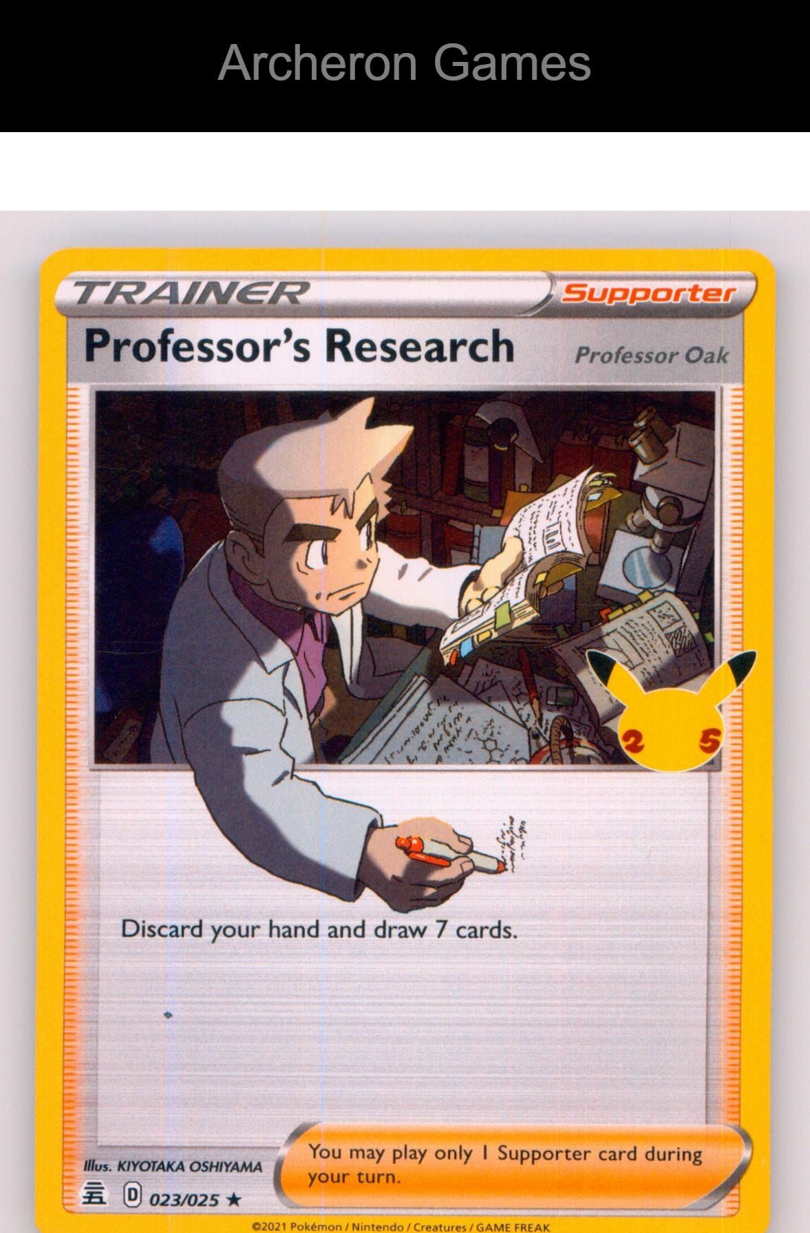 Pokemon Card Professor's Research (Professor Oak) CEL 023/025 HOLO Celebrations