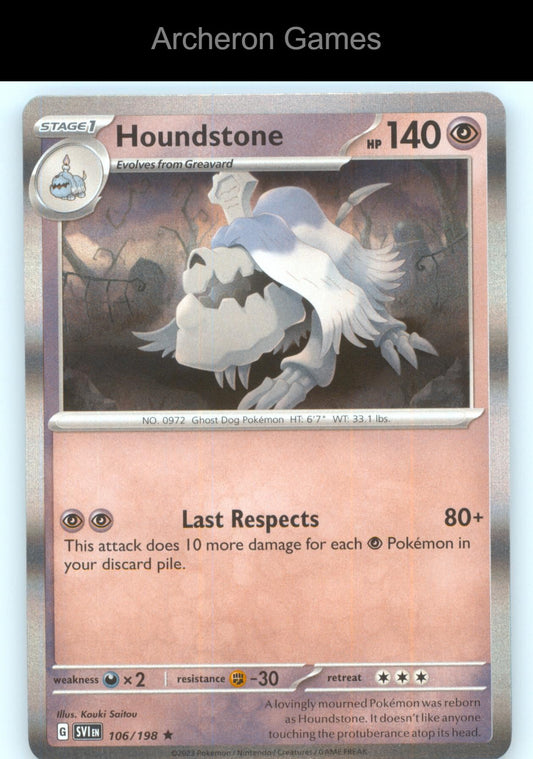 Pokemon Card Houndstone TTBB23 106/198 HOLO R Trick or Trade BOOster 2023