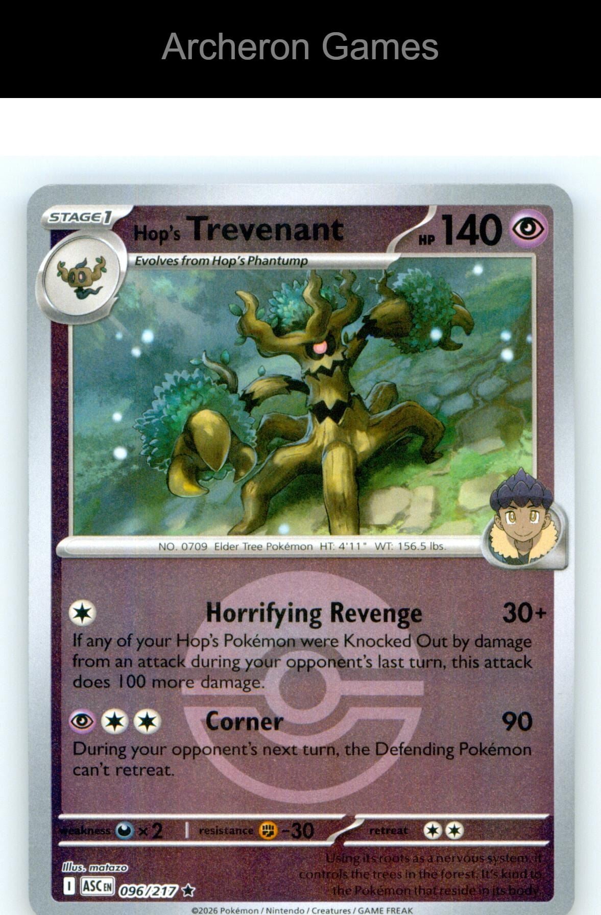 Pokemon Card Hop's Trevenant (Poke Ball) ASC 096/217 Reverse Holo