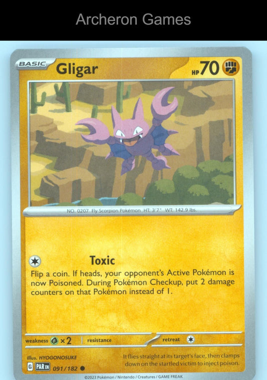 Pokemon Card Gligar PAR 091/182 C Paradox Rift