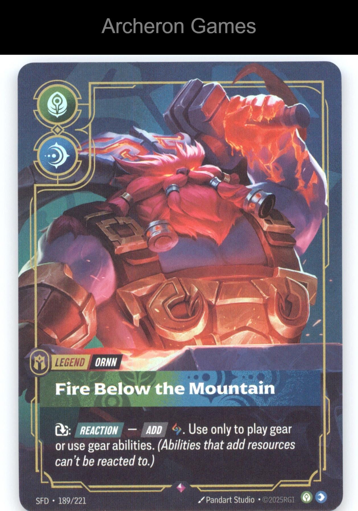 Ornn - Fire Below the Mountain SFD 189/221 R  Card Spiritforged