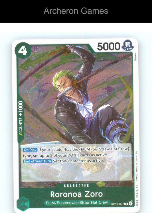Roronoa Zoro OP13-037 R One Piece Card NM/EX+ Foil