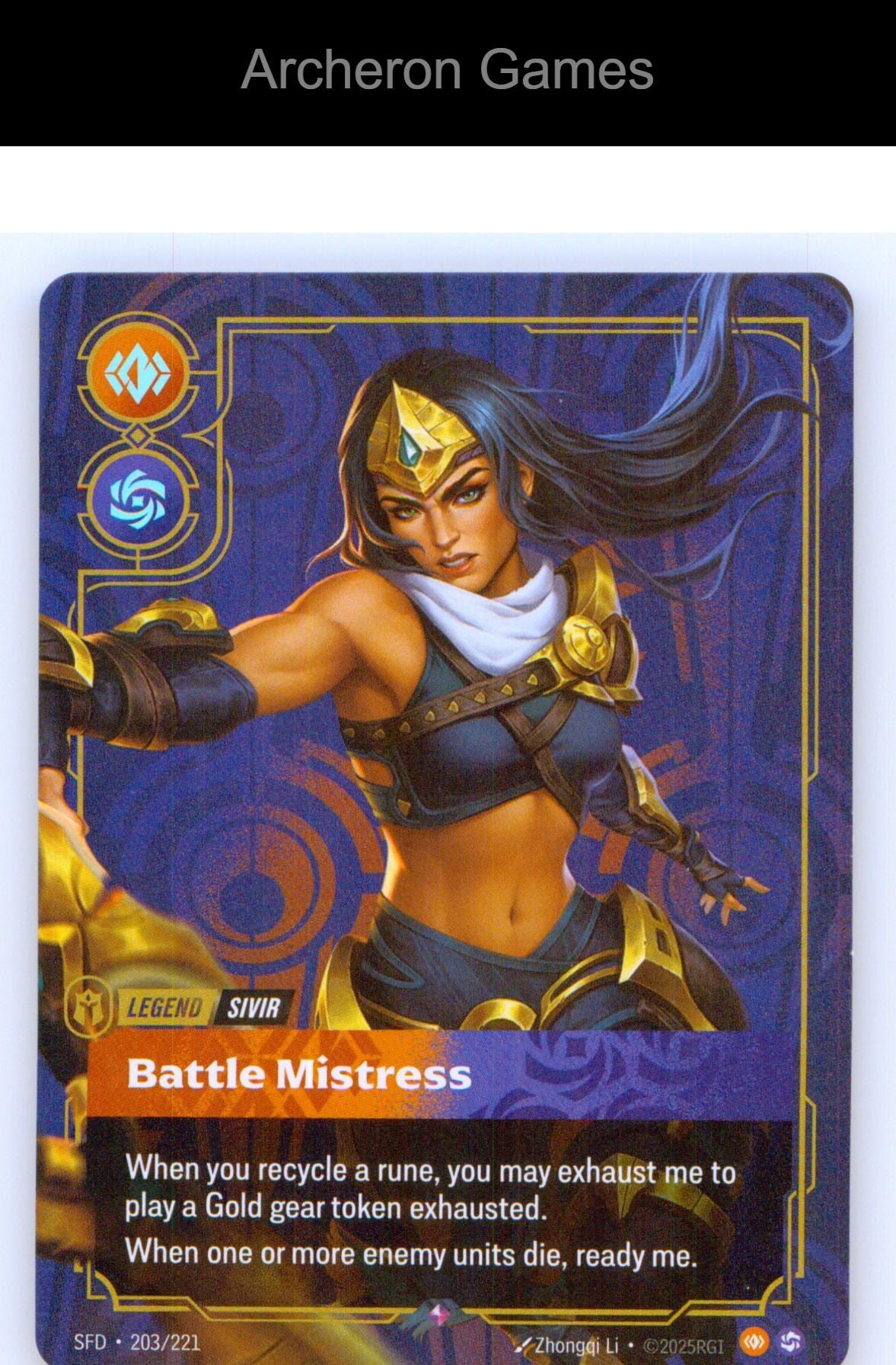 Sivir - Battle Mistress SFD 203/221 R Spiritforged Riftbound Card