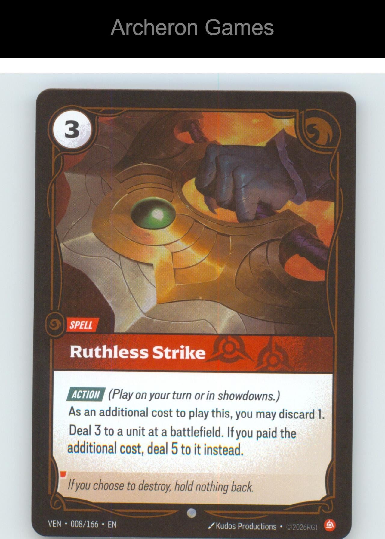 Ruthless Strike VEN 008/166 C Vendetta Riftbound Card Foil