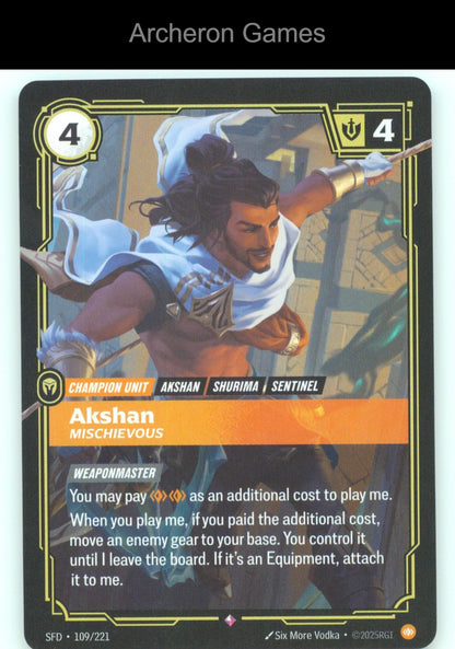 Akshan - Mischievous SFD 109/221 R  Card Spiritforged
