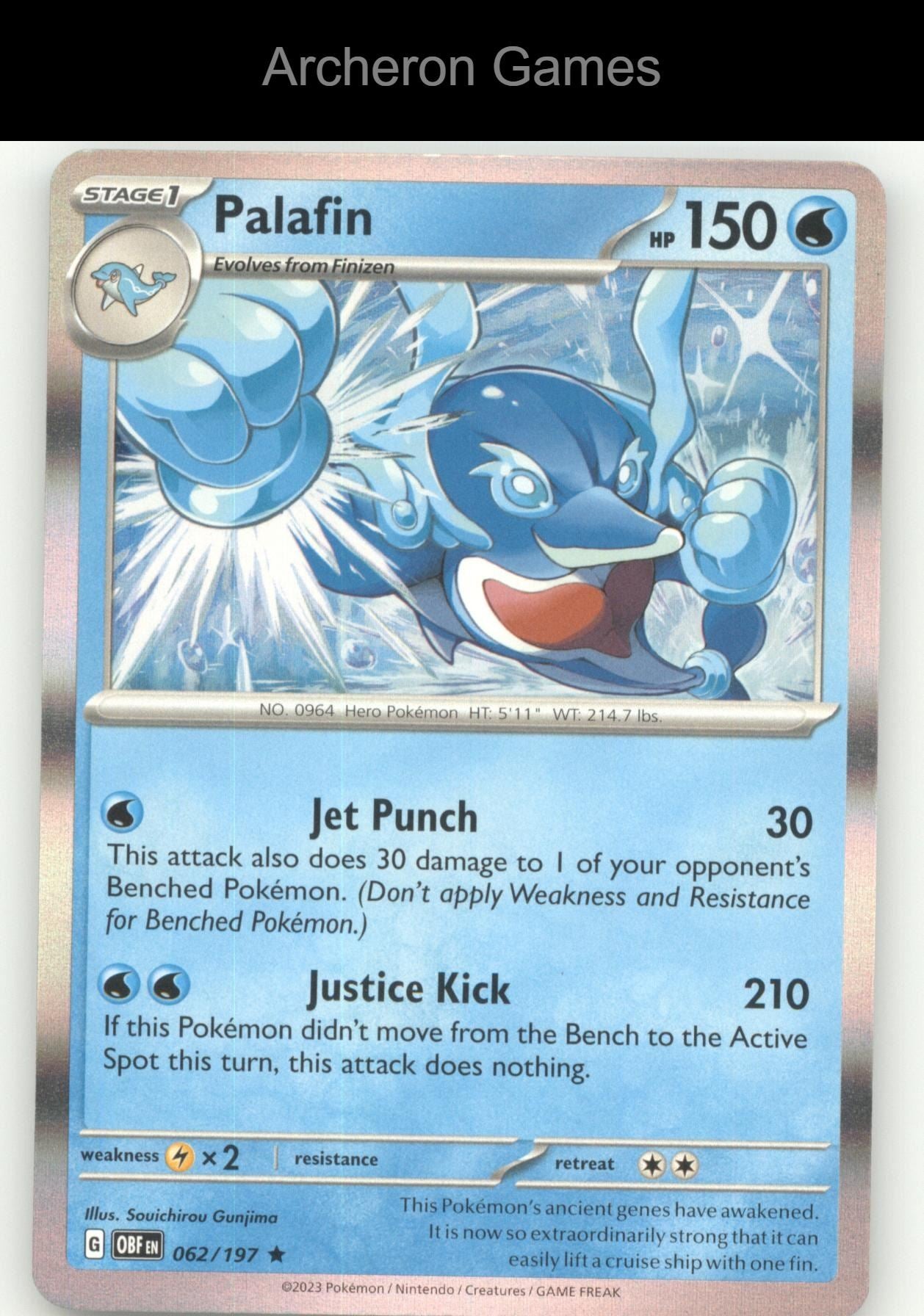 Pokemon Card Palafin OBF 062/197 R Obsidian Flames Holo