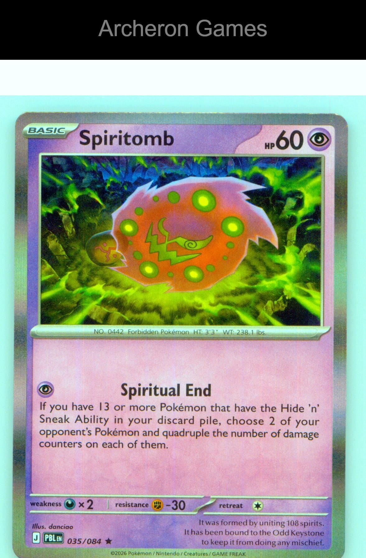 Pokemon Card Spiritomb ME05 035/084 R Pitch Black Holo