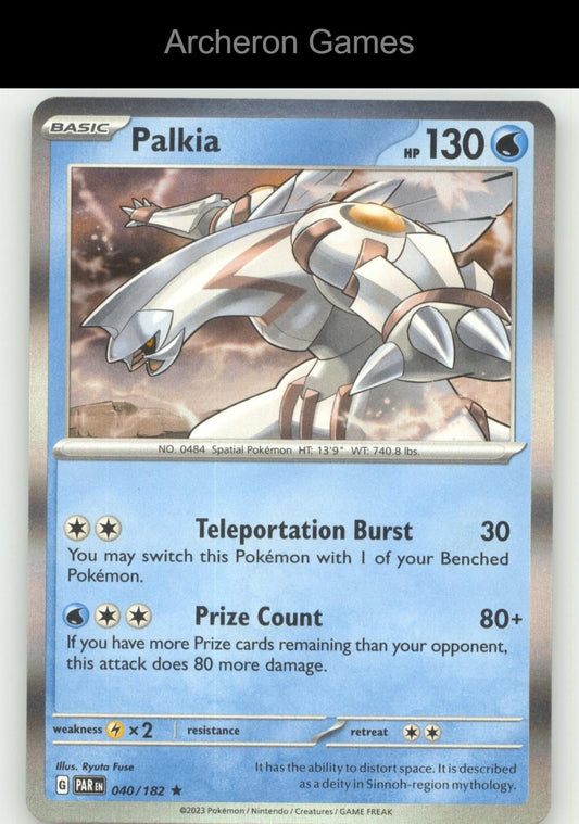 Pokemon Card Palkia PAR 040/182 R Paradox Rift Holo