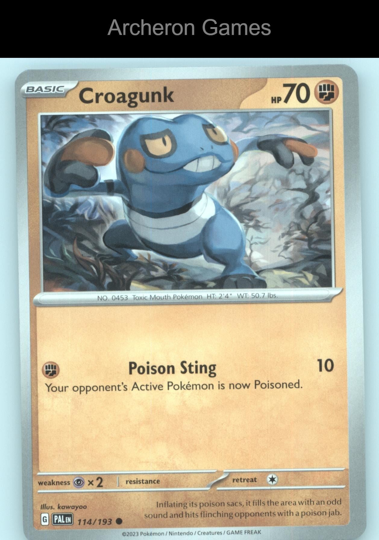 Pokemon Card Croagunk PAL 114/193 C Paldea Evolved