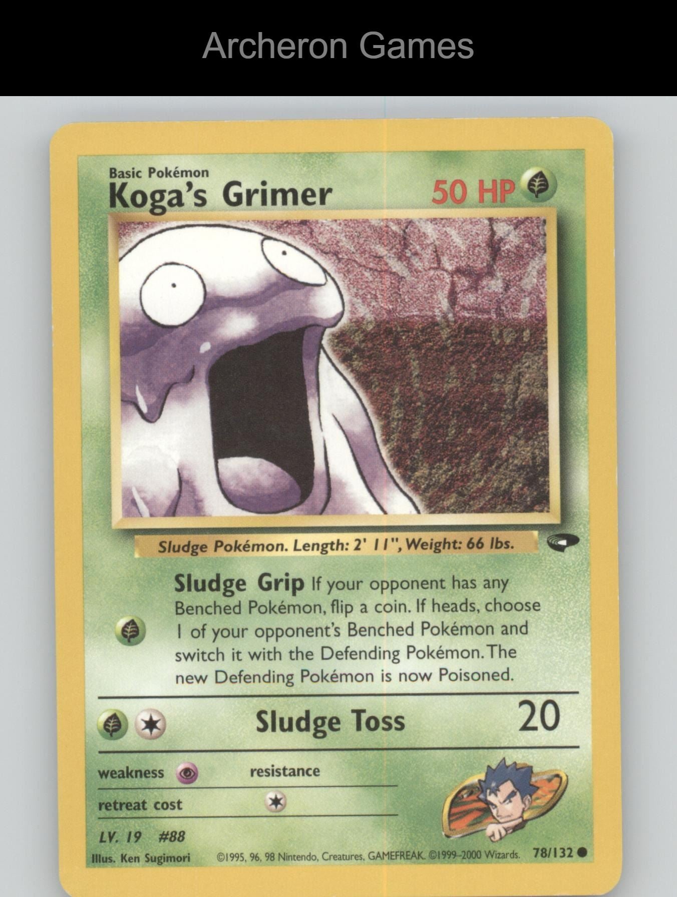 Pokemon Card Koga's Grimer G2 78/132 C Gym Challenge Unlimited