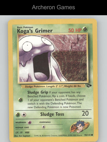 Pokemon Card Koga's Grimer G2 78/132 C Gym Challenge Unlimited