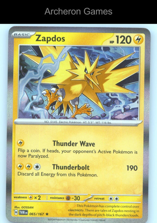 Pokemon Card Zapdos TWM 065/167 R Twilight Masquerade Holo