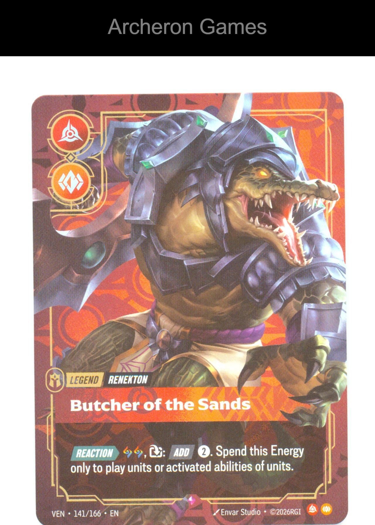 Renekton - Butcher of the Sands VEN 141/166 R Vendetta Riftbound Card Foil