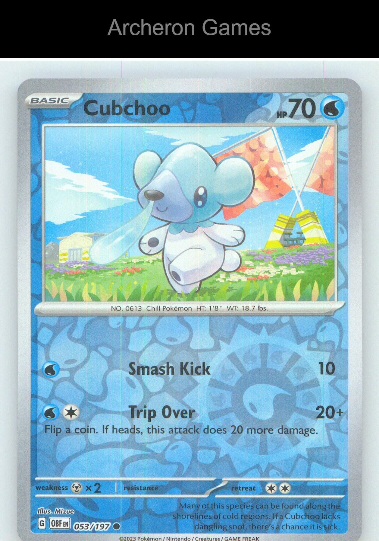Pokemon Card Cubchoo OBF 053/197 C Obsidian Flames Reverse Holo