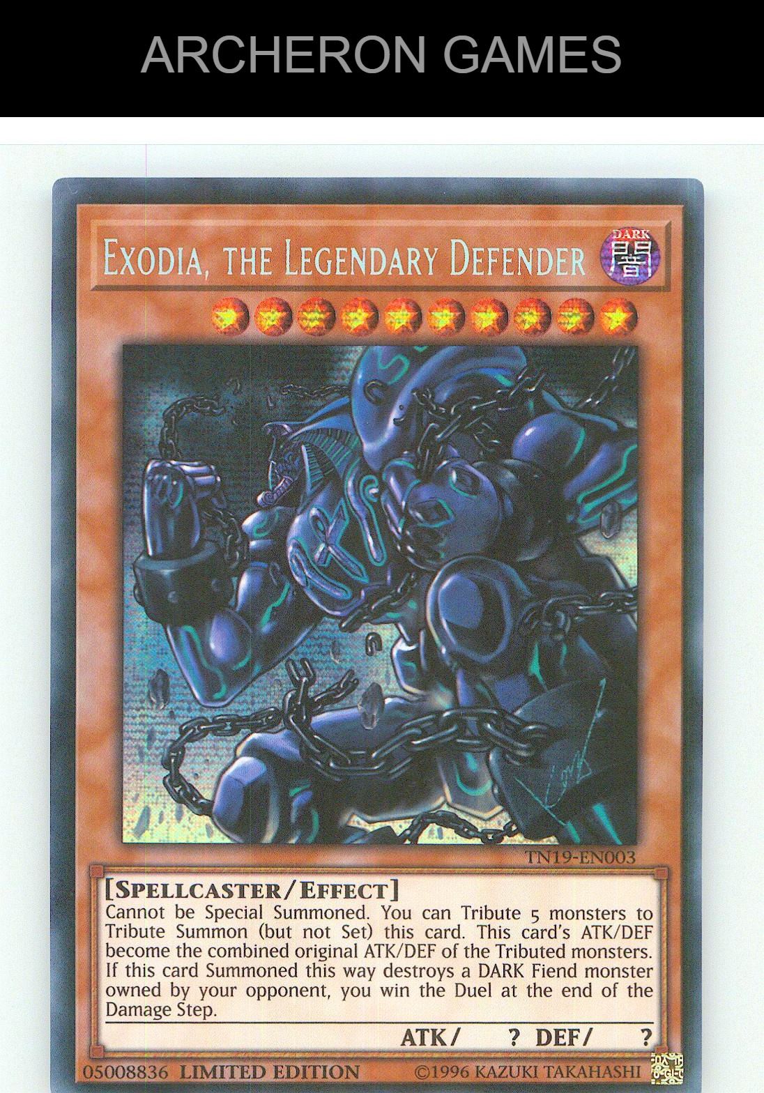 Exodia, the Legendary Defender Prismatic Secret Rare YUGIOH Card Limited
