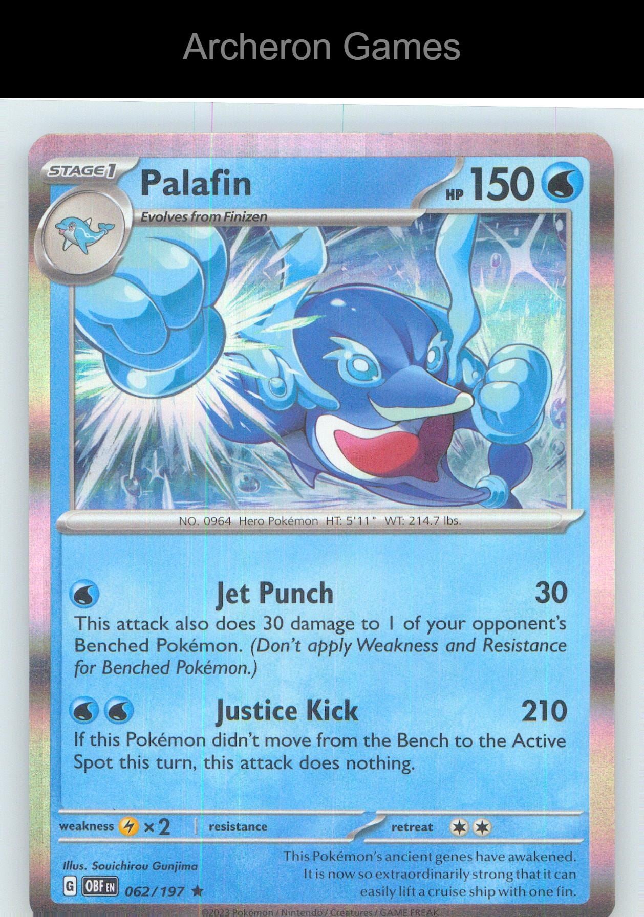 Pokemon Card Palafin OBF 062/197 R Obsidian Flames Holo