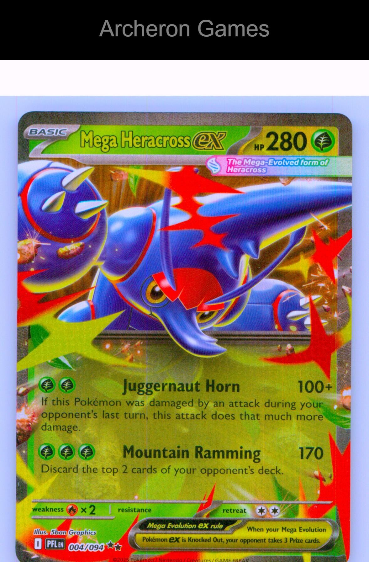 Pokemon Card Mega Heracross ex PFL 004/094 Double Rare Phantasmal Flames Holo