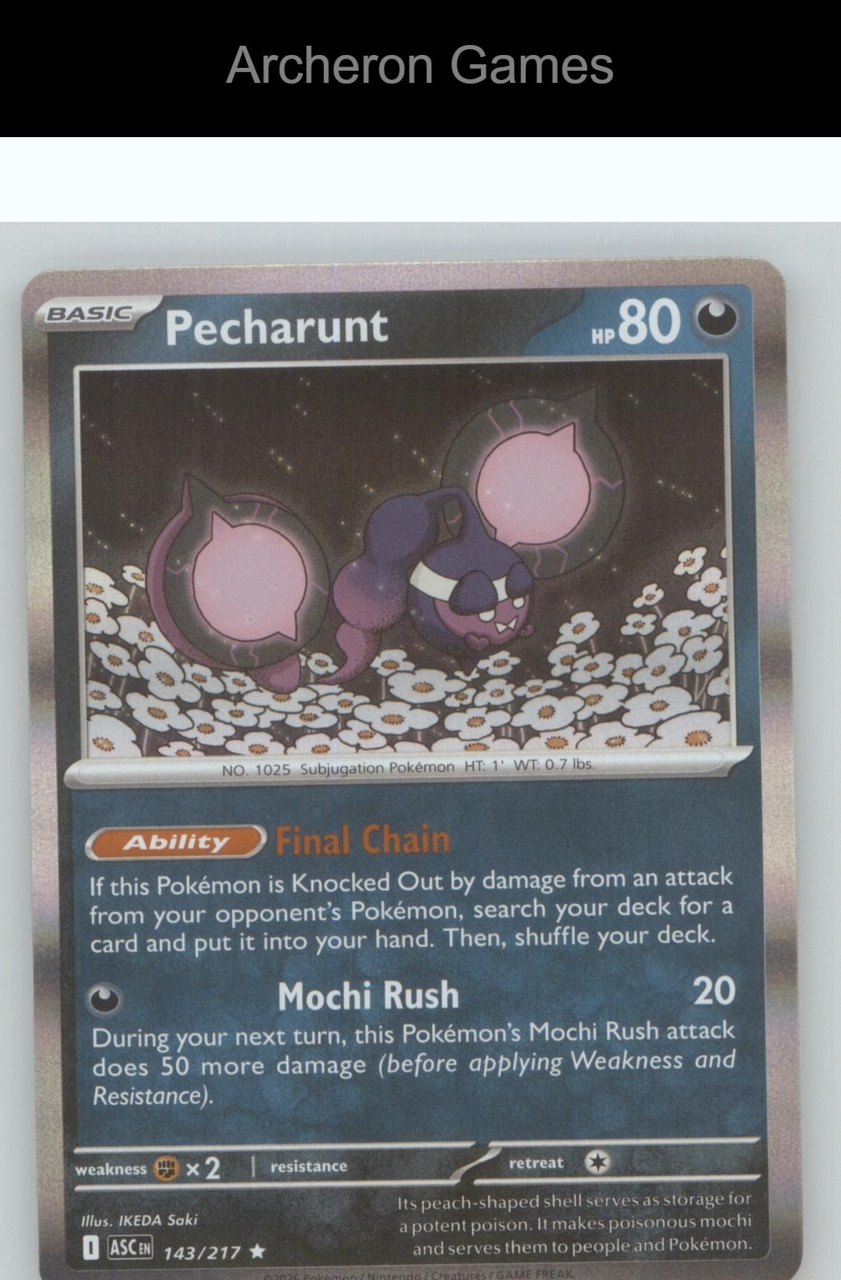 Pokemon Card Pecharunt ASC 143/217 R Ascended Heroes Holo