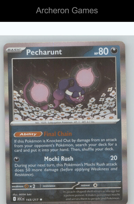Pokemon Card Pecharunt ASC 143/217 R Ascended Heroes Holo
