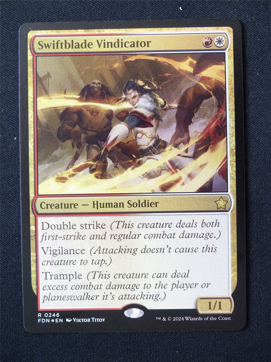 Swiftblade Vindicator Foil - FDN - Mtg Card #J