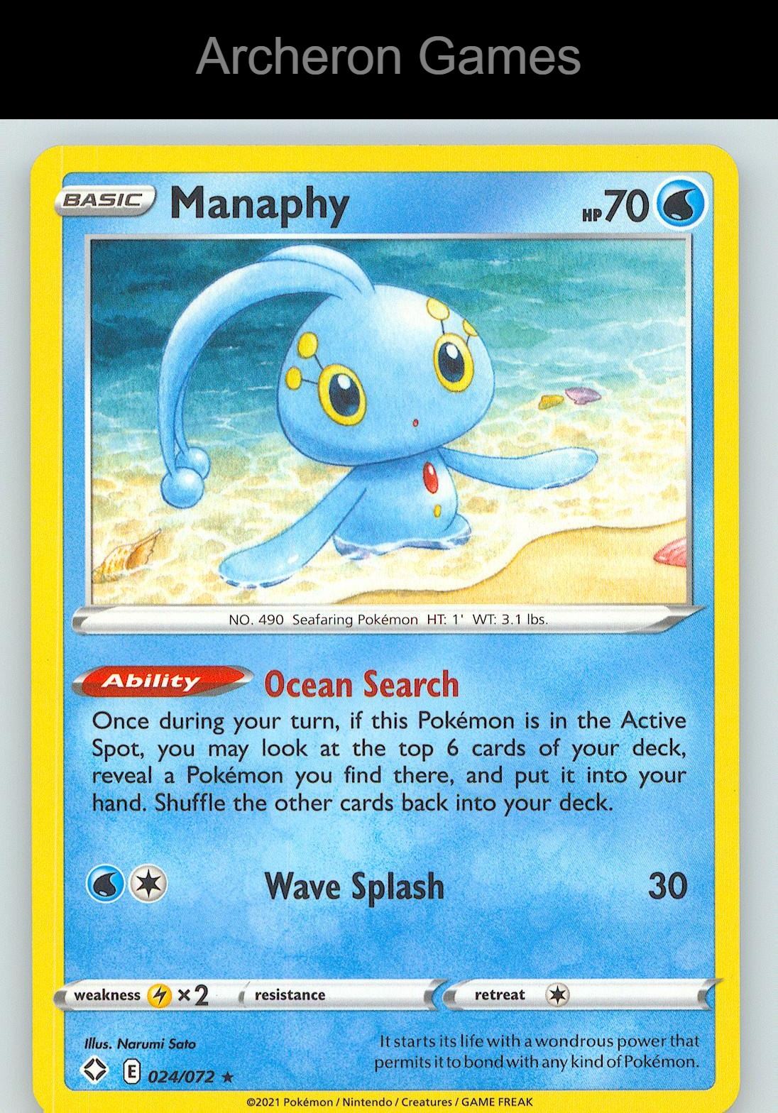 Pokemon Card Manaphy SHF 024/072 R Shining Fates