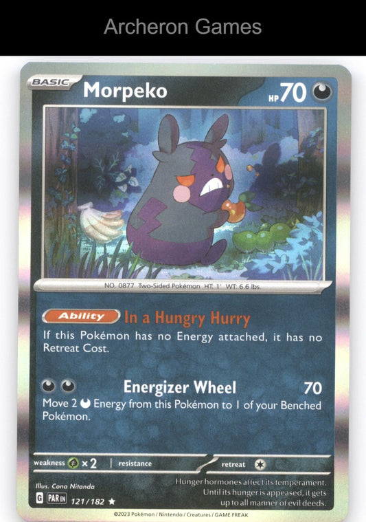 Pokemon Card Morpeko PAR 121/182 R Paradox Rift Holo