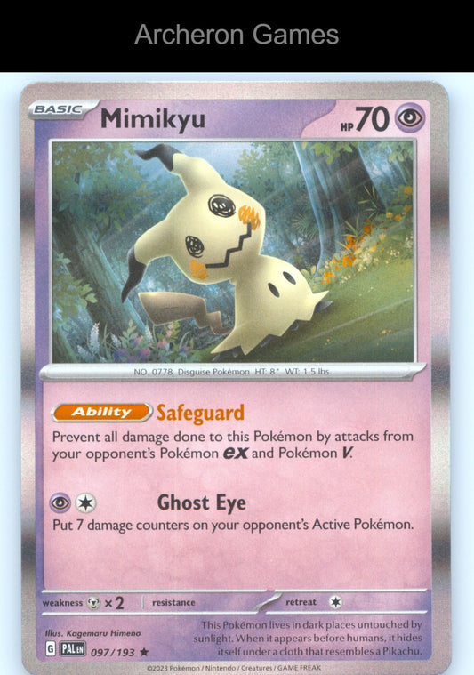Pokemon Card Mimikyu PAL 097/193 R Paldea Evolved Holo
