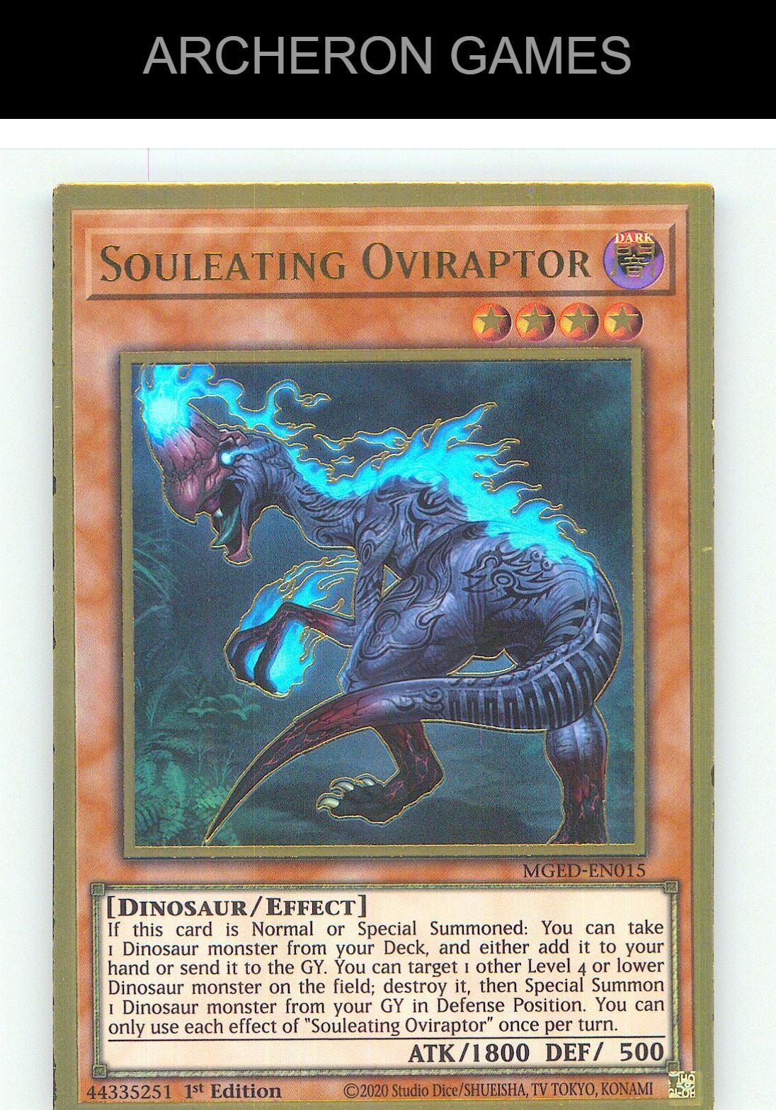 Souleating Oviraptor Premium Gold Rare YUGIOH Card 1st Edition