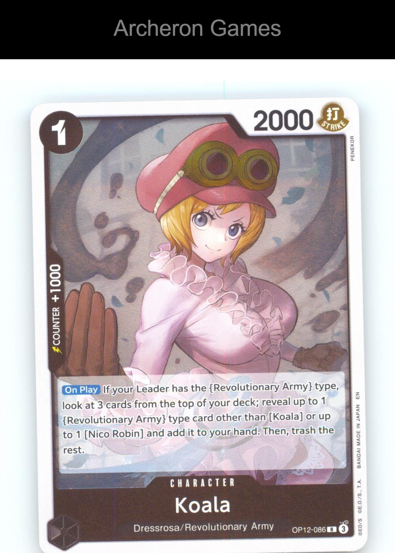 Koala (086) OP12-086 R One Piece Card NM/EX+ Foil
