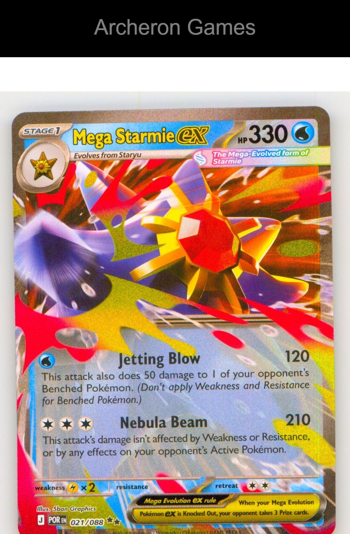 Pokemon Card Mega Starmie ex ME03 021/088 Double Rare Perfect Order Holo
