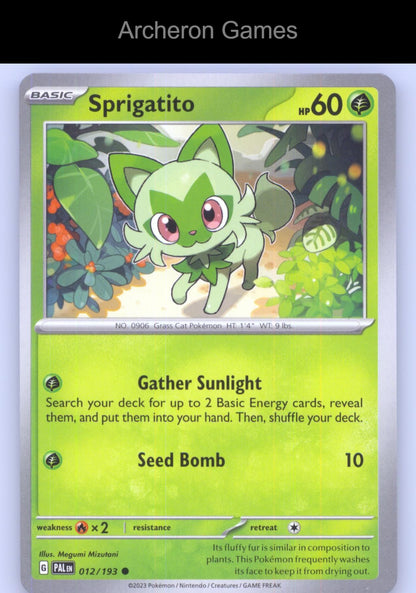 Pokemon Card Sprigatito PAL 012/193 C Paldea Evolved