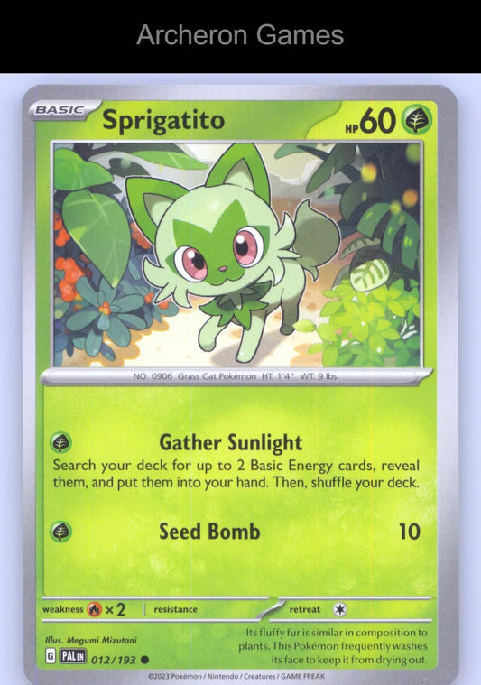 Pokemon Card Sprigatito PAL 012/193 C Paldea Evolved