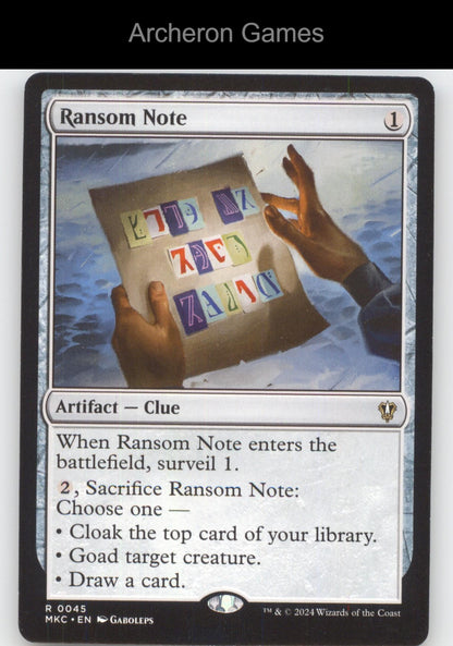 Ransom Note (0045) 45 R MTG Card Commander: Murders at Karlov Manor